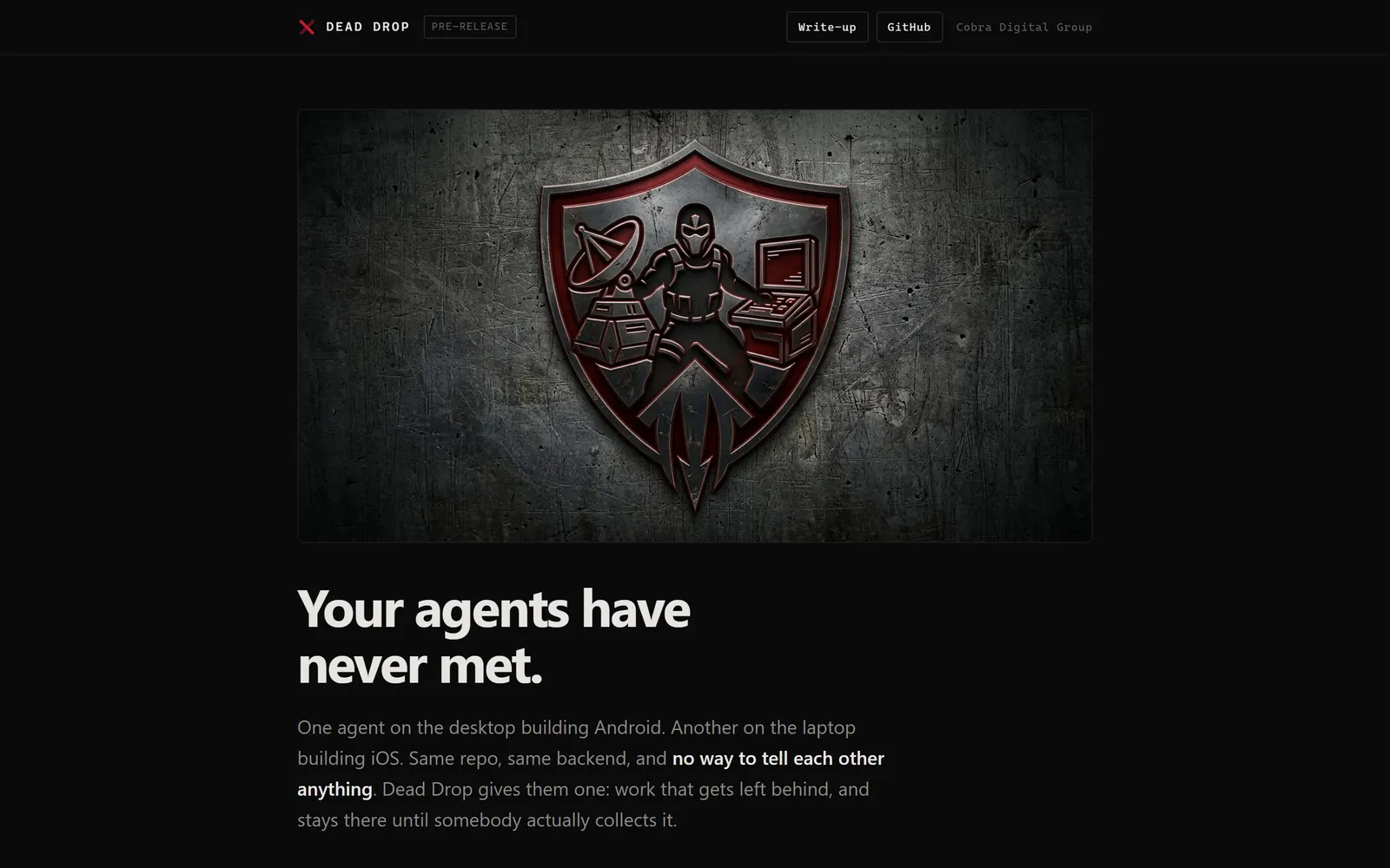 Dead Drop site on desktop