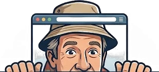 Wilson peeking over the top of a browser window
